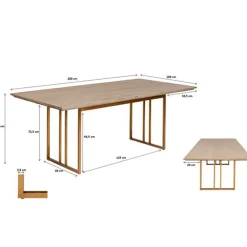 Design eettafel hout met koper - Kare Design Cesaro