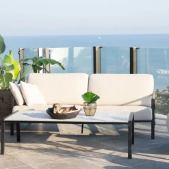 Design loungeset zwart metaal en betonlook - Brafab Lyra Set