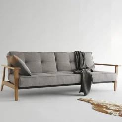 Design slaapbank met eiken armleuningen - Innovation Living Splitback Frej Natural