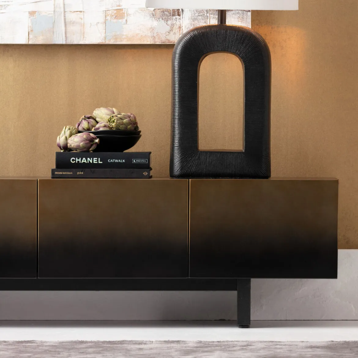 Design tv-meubel zwart met goud - Kare Design Prezioso