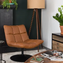 Draaifauteuil bruin leer - Dutchbone Bar Vintage
