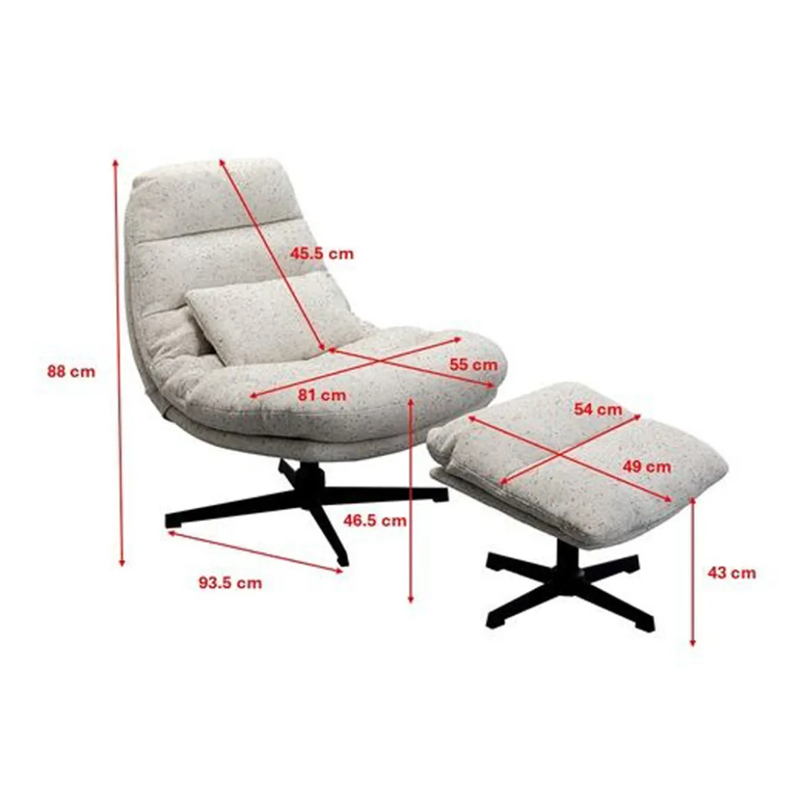 Draai fauteuil met voetenbank - Kare Design Columbia