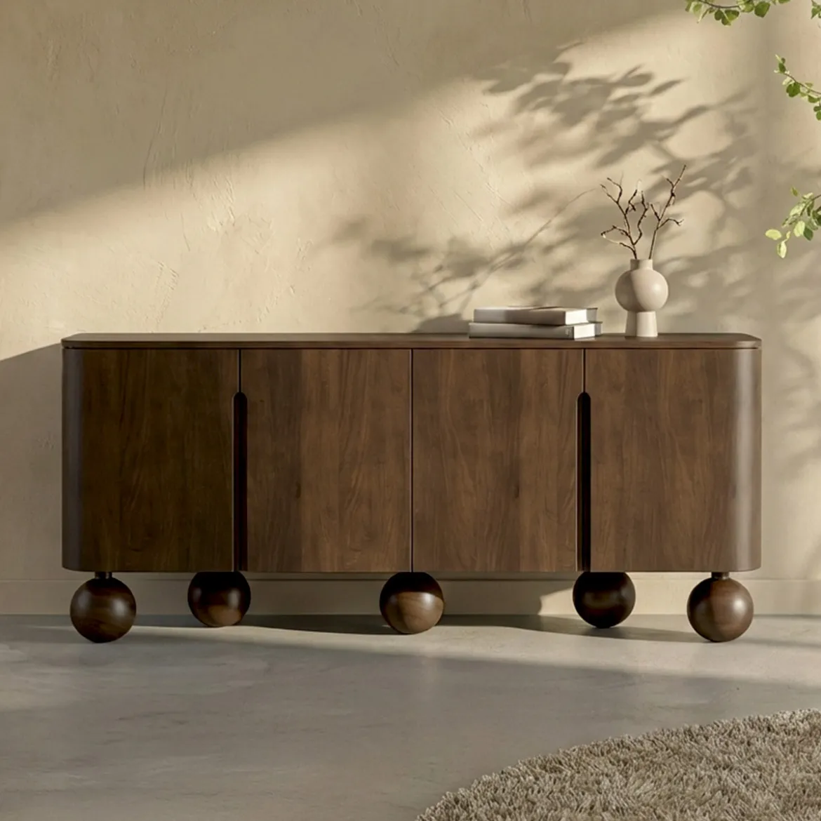 Dressoir hout met bolpoten - Bodio Dakota