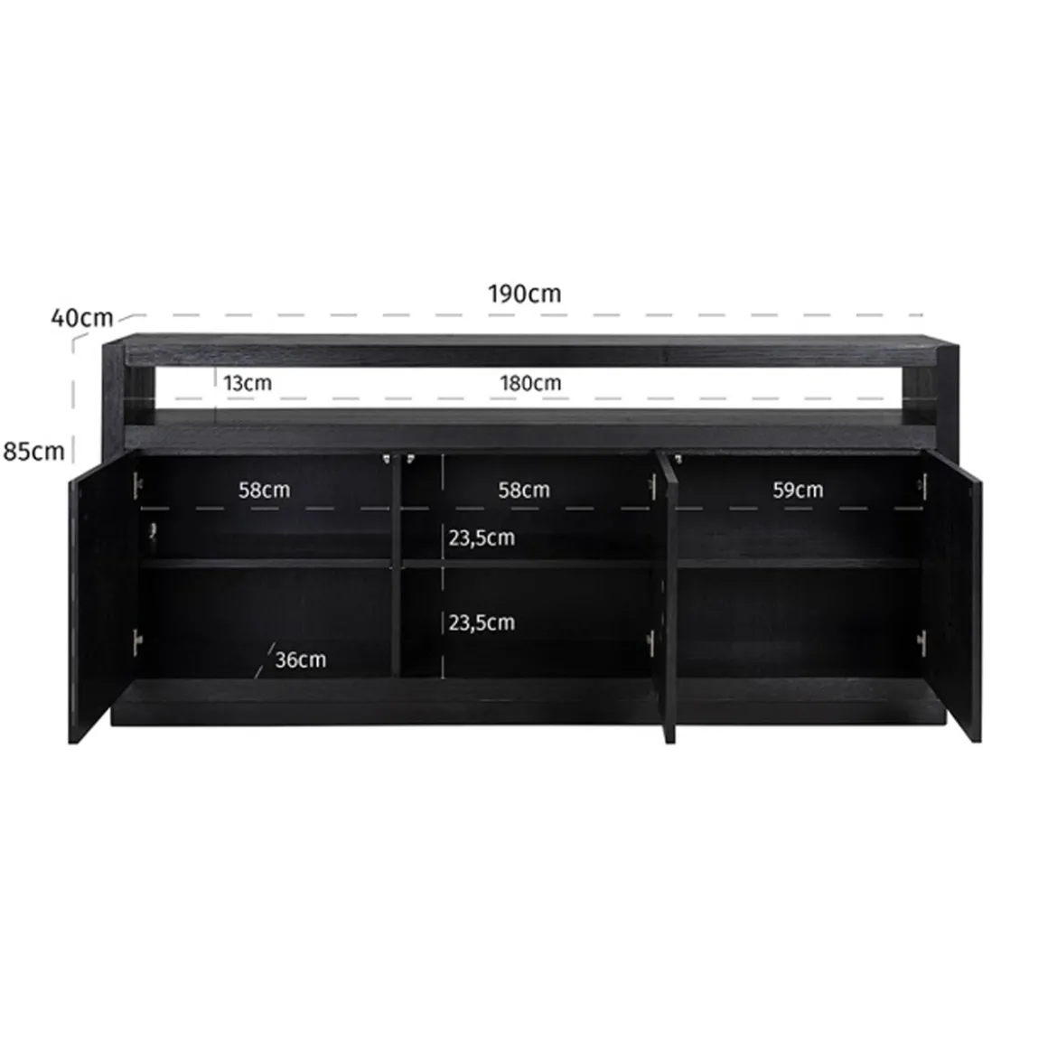 Dressoir zwart eiken - Richmond Interiors Oakura