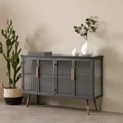 Dressoir zwart met ribbelglas - Kare Design Gomera