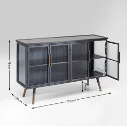 Dressoir zwart met ribbelglas - Kare Design Gomera