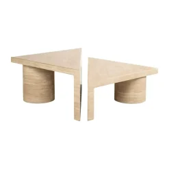 Driehoekige salontafel set travertin beige - Richmond Interiors Fictus