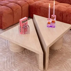 Driehoekige salontafel set travertin beige - Richmond Interiors Fictus