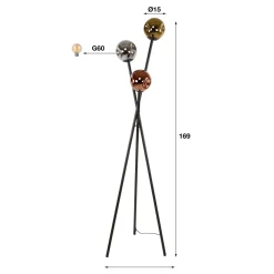 Driepoot vloerlamp gekleurd glas - Santa Molecule