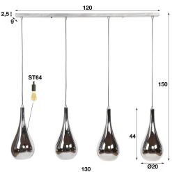 Druppelvormige hanglamp glas - Santa Silver Drop