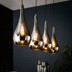 Druppelvormige hanglamp glas - Santa Silver Drop