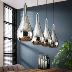 Druppelvormige hanglamp glas - Santa Silver Drop