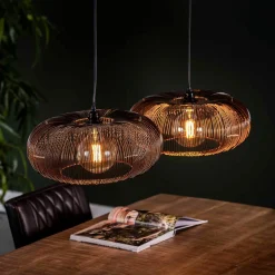 Dubbele hanglamp koper staaldraad - Santa Disk Wire