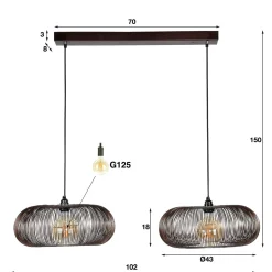 Dubbele hanglamp koper staaldraad - Santa Disk Wire