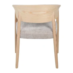 Eetkamerstoel gebogen hout met beige stof - Bodio Houston
