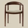 Eetkamerstoel walnoot hout met beige zitting - Bodio Sari
