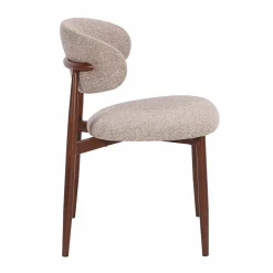 Eetkamerstoel walnoot met beige stof - Bodio Aimee