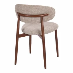 Eetkamerstoel walnoot met beige stof - Bodio Aimee