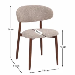 Eetkamerstoel walnoot met beige stof - Bodio Aimee