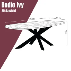 Eettafel bruin hout met spinpoot - Bodio Ivy