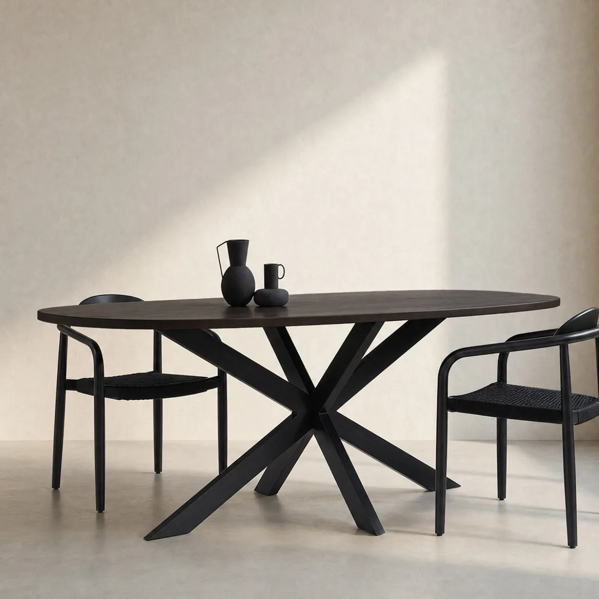 Eettafel bruin hout met spinpoot - Bodio Ivy