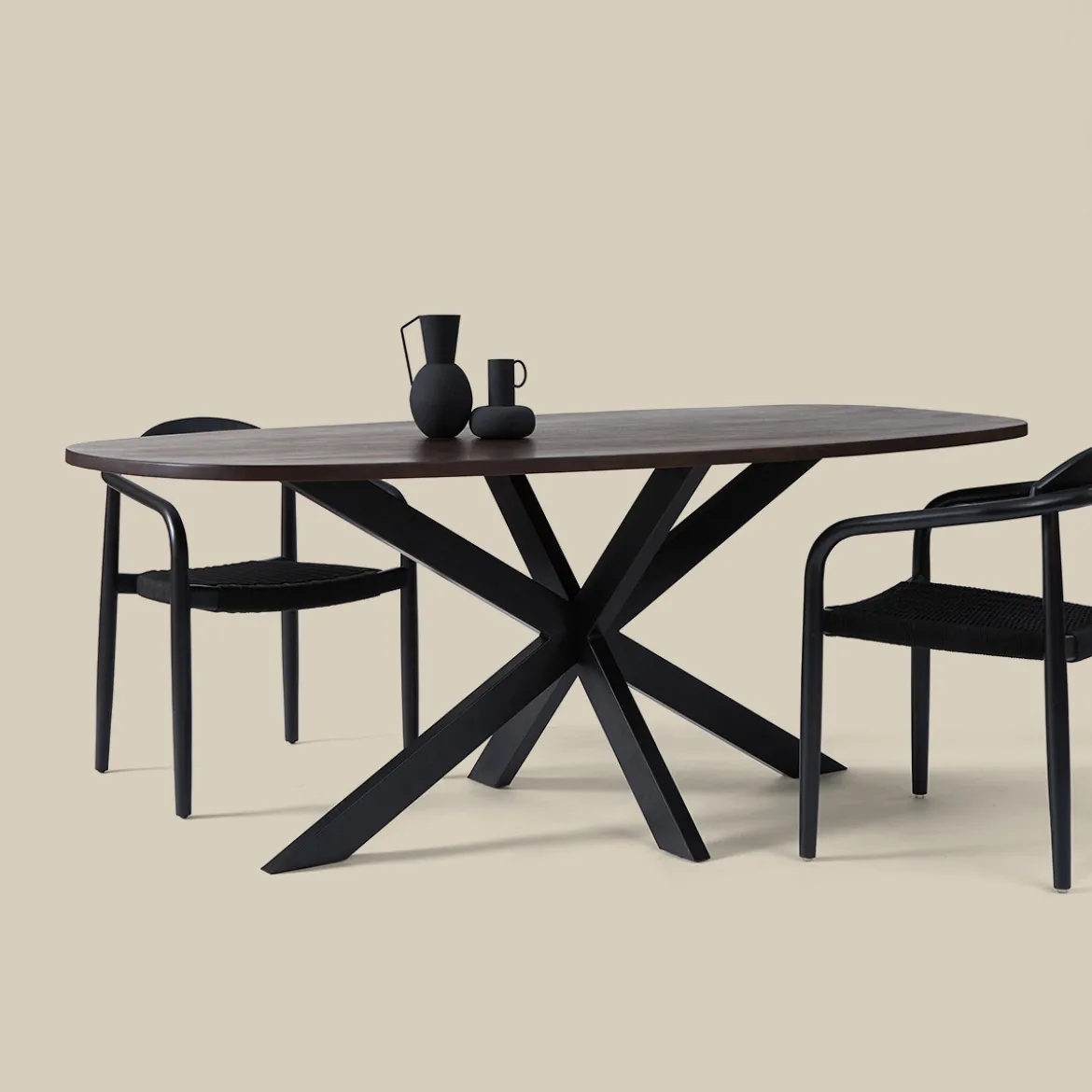 Eettafel bruin hout met spinpoot - Bodio Ivy