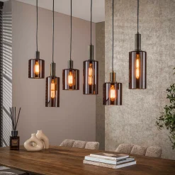 Eettafel hanglamp brons glas - Santa Sepiora