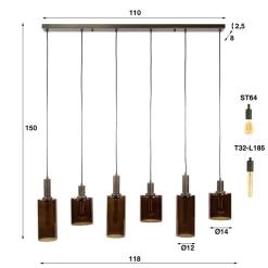 Eettafel hanglamp brons glas - Santa Sepiora