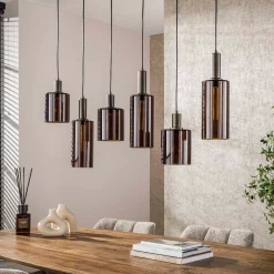 Eettafel hanglamp brons glas - Santa Sepiora