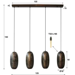 Eettafel hanglamp brons met gaatjes - Santa Cosmic