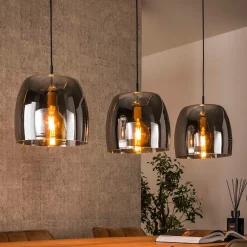 Eettafel hanglamp grijs rook glas - Santa Drift Glass