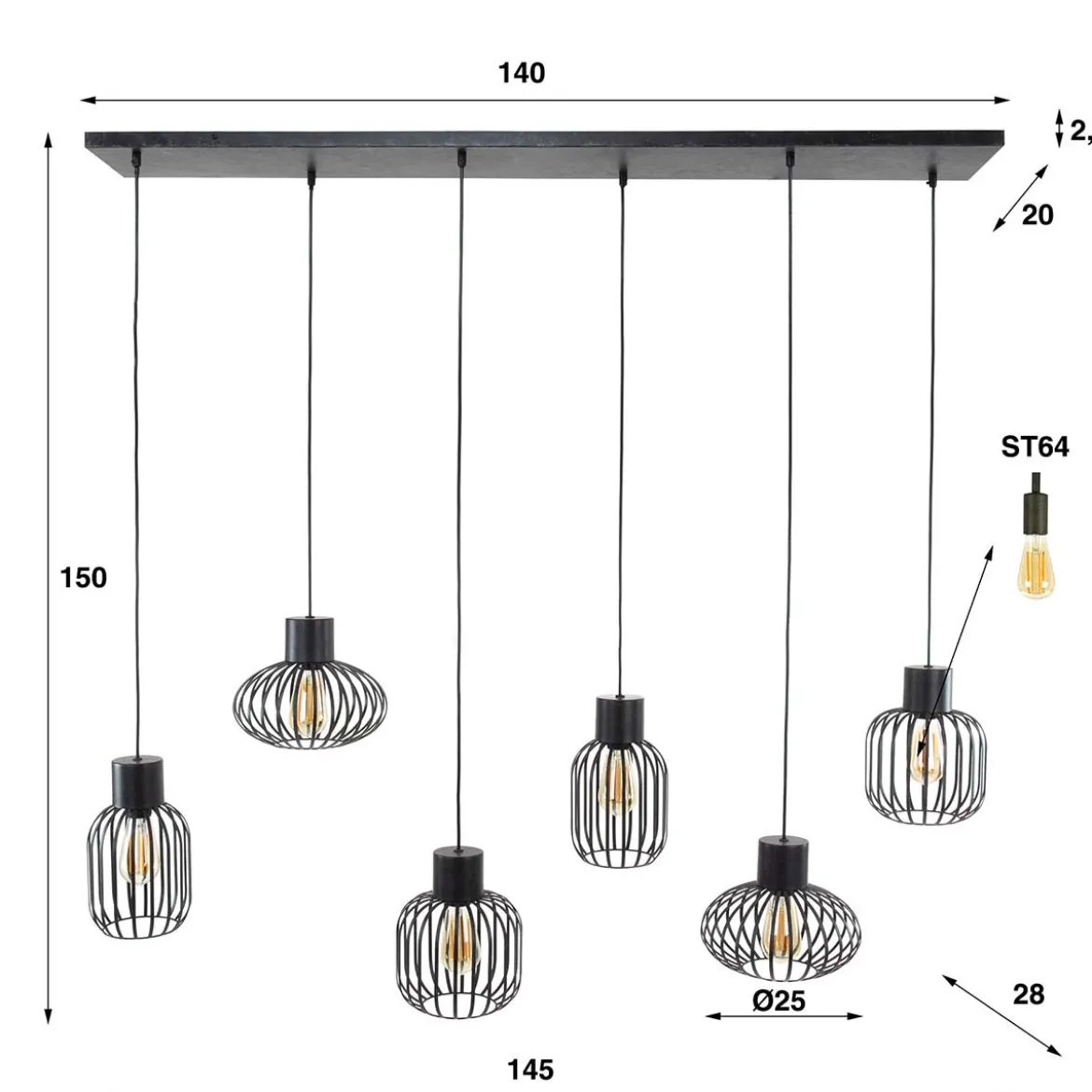 Eettafel hanglamp met open kappen - Santa Mix Metal