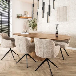 Eettafel hout met ribbelpoot - Giani Wave