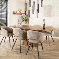 Eettafel hout met ribbelpoot - Giani Wave