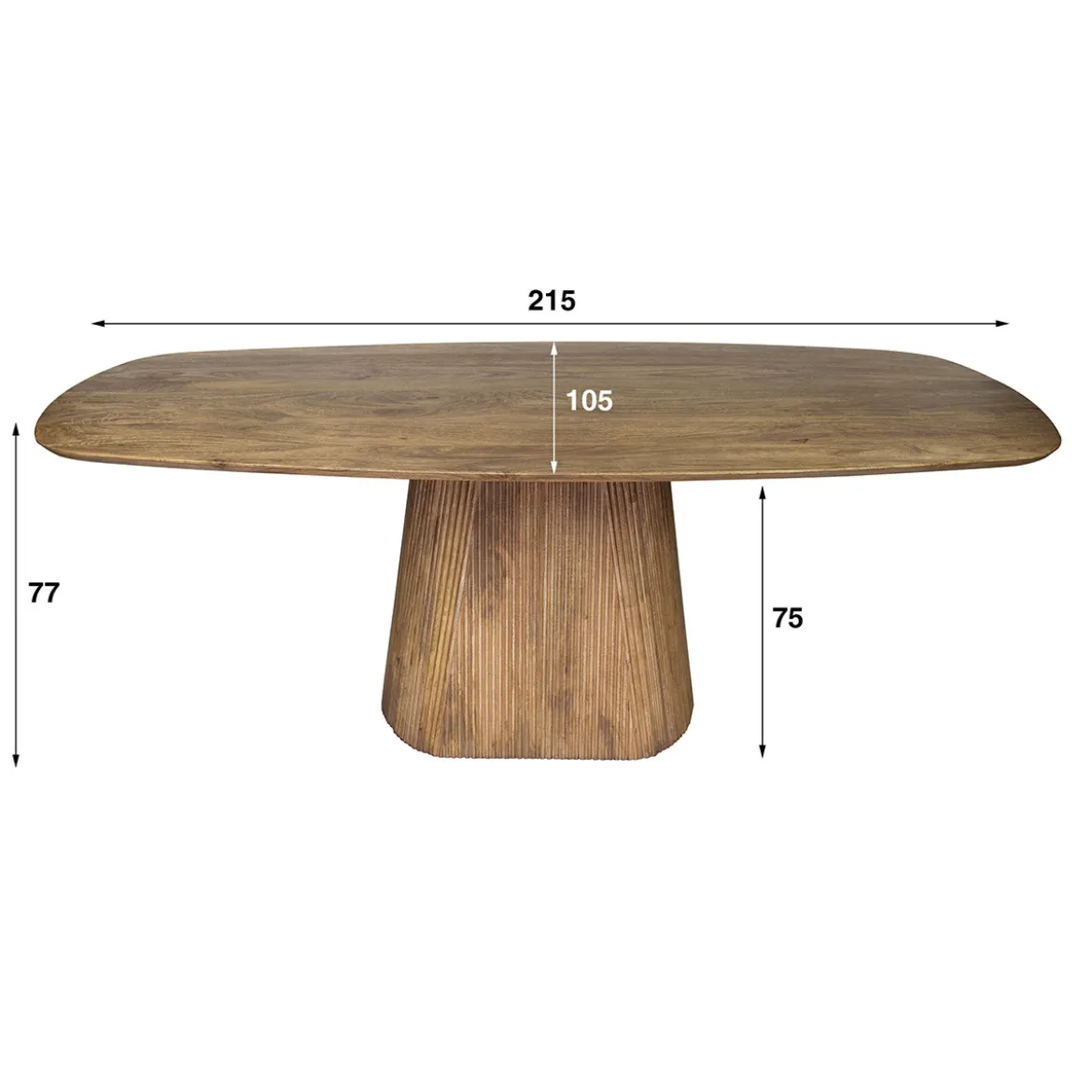 Eettafel hout met ribbelpoot - Giani Wave