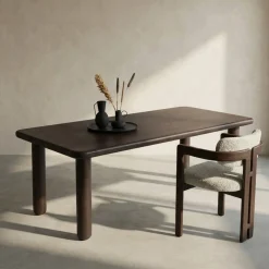 Eettafel met ronde poten walnoot - Bodio Maya