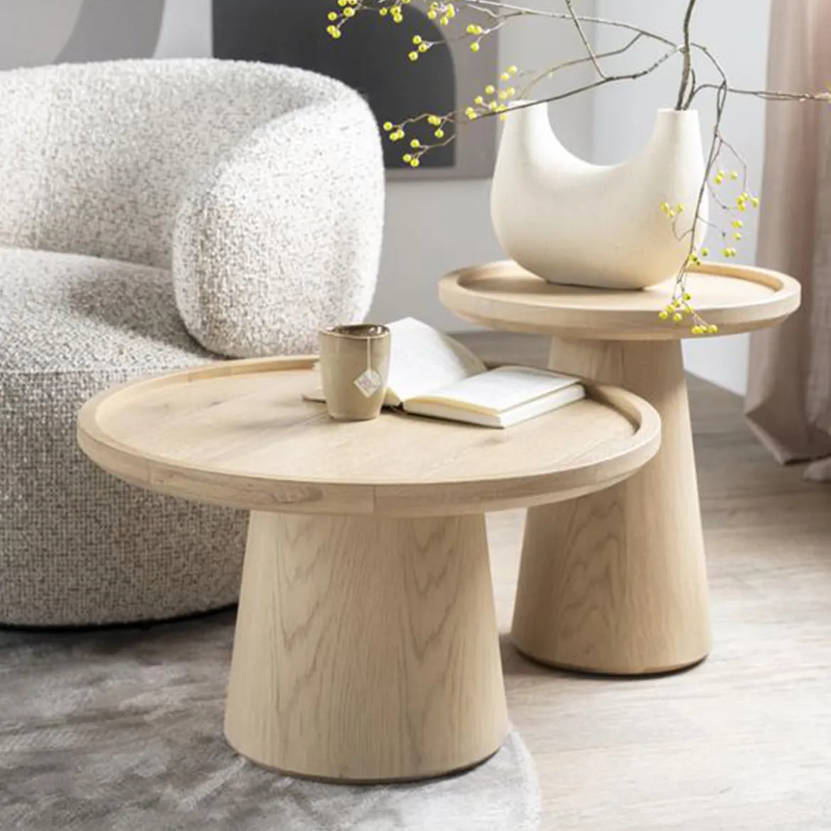 Eiken bijzettafel rond - Eleonora Leia