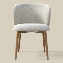 Eiken eetkamerstoel met ronde rug creme - Bodio Maeve