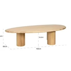 Eiken salontafel organische vorm - Richmond Interiors Oakley