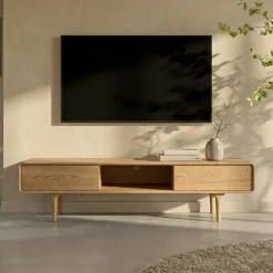 Eiken tv-meubel met ronde hoeken - Bodio Sara
