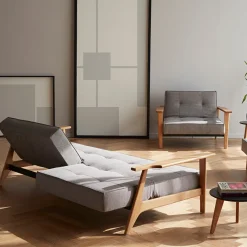 Fauteuil met eiken armleuningen - Innovation Living Splitback Frej Natural