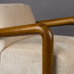 Fauteuil met houten armleuning - Dutchbone Robinson