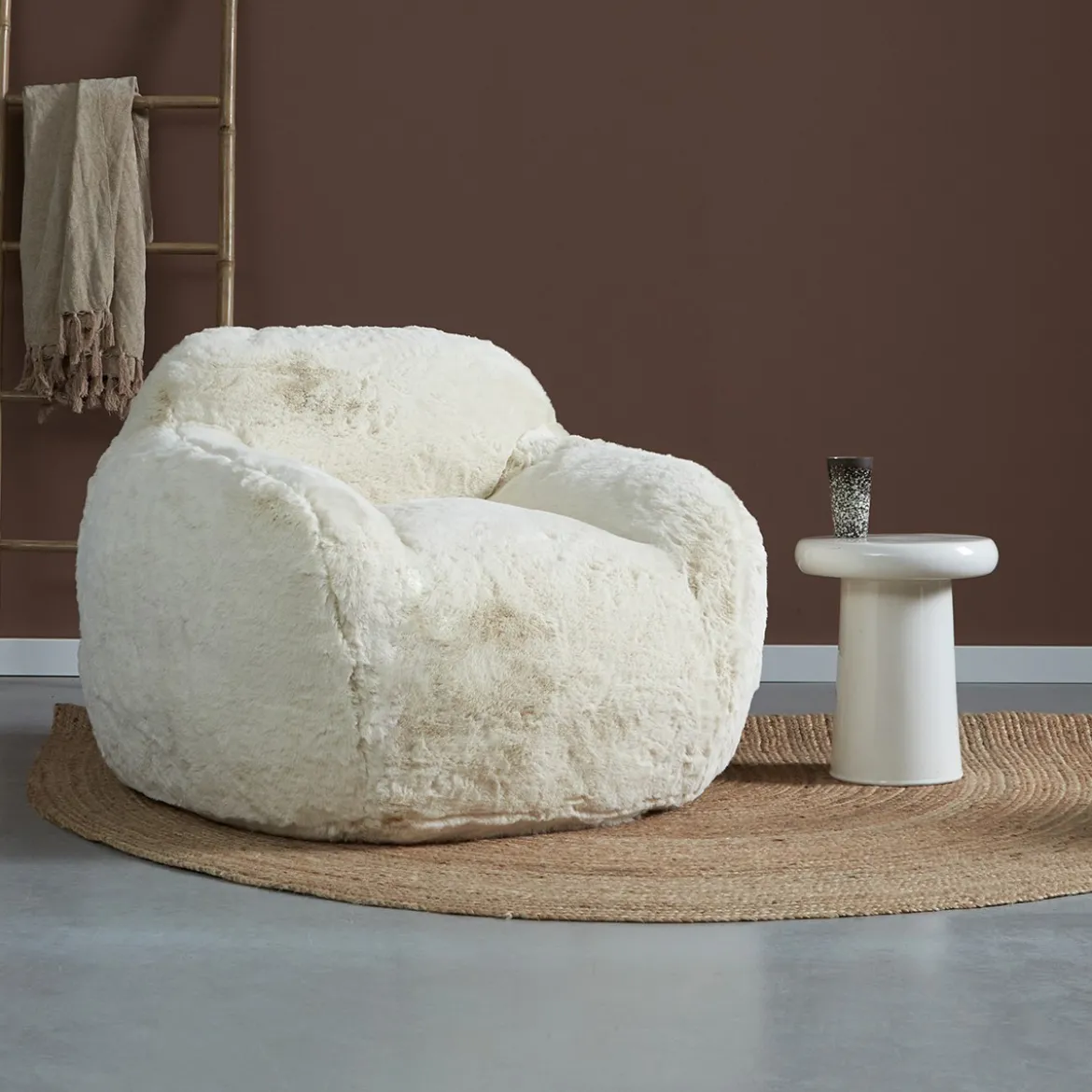Fluffy fauteuil creme vacht - Bodio Fluff