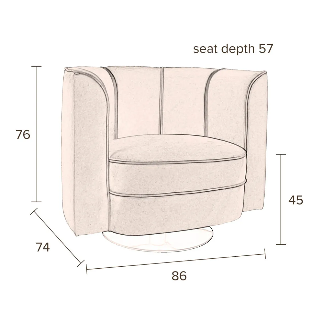 Fluwelen draaifauteuil - Dutchbone Flower