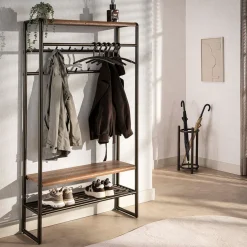 Garderobemeubel brons en eikenhoutlook - Santa Luno