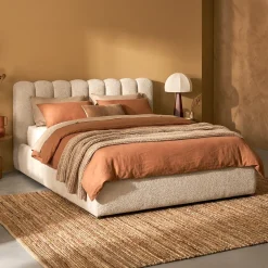 Gestoffeerd bedframe boucle beige - Bodio Amelia