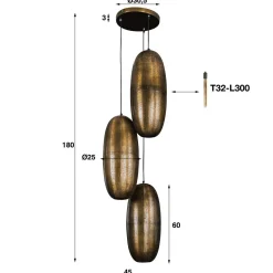 Getrapte hanglamp brons met gaatjes - Santa Cosmic