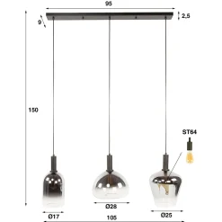 Glazen hanglamp zilver grijs - Santa Zenith