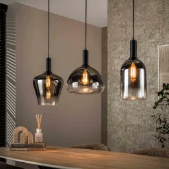 Glazen hanglamp zilver grijs - Santa Zenith