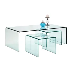 Glazen salontafel set 3-delig - Kare Design Clear Club